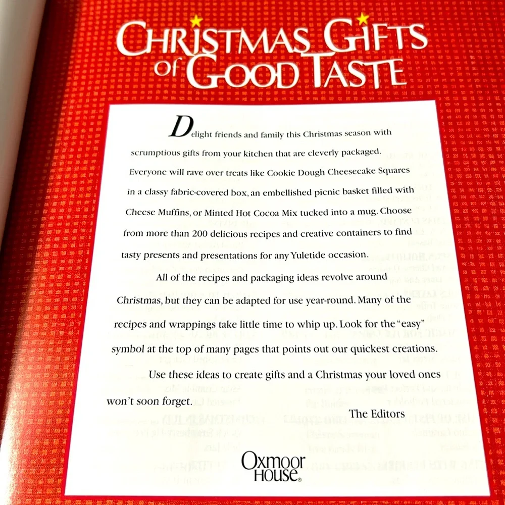 Christmas Gifts of Good Taste, new book, published by Oxmoor House, 160 pages
